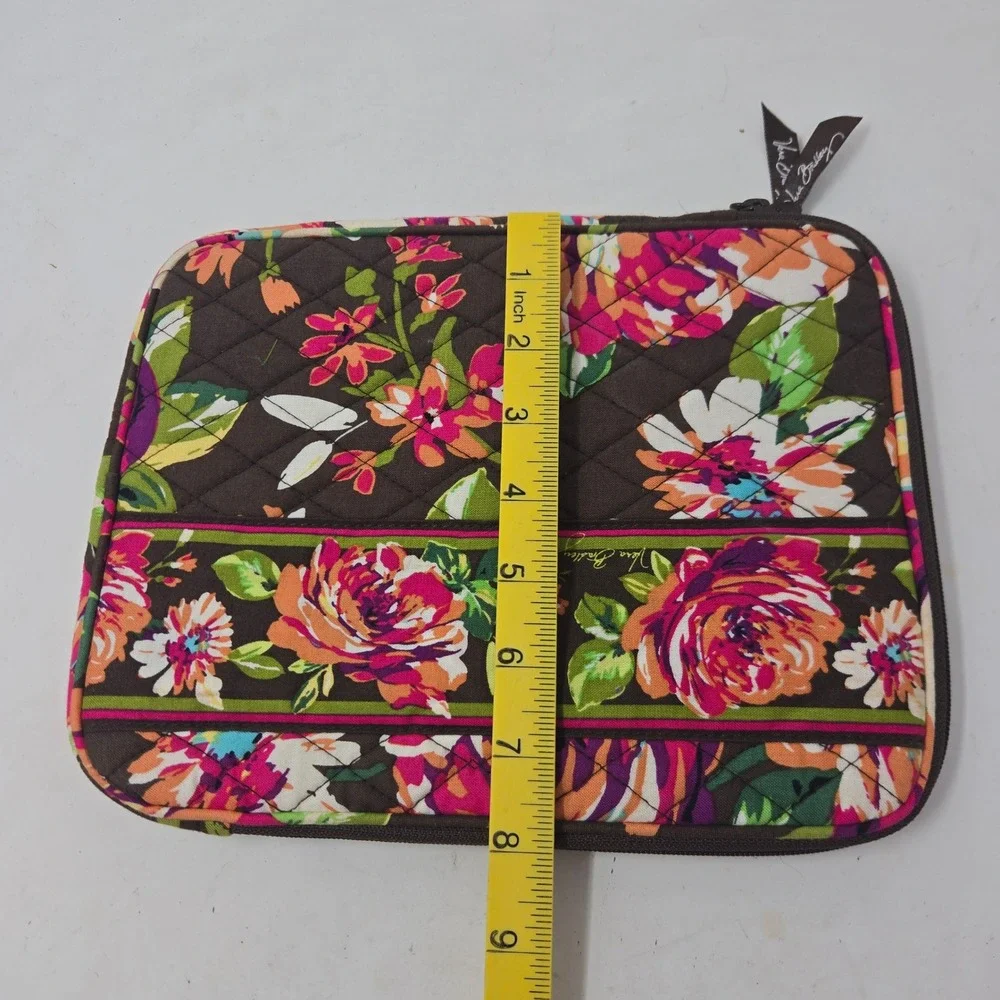 Vera Bradley Provencal Quilted Floral Tablet Sleeve Case Padded Zip Bag Brown